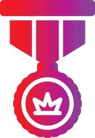 A red and purple medal with a crown on it vector