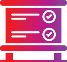 A red and purple icon with a check mark on it vector