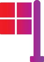 A red and purple flag with a window vector