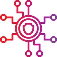 A red and purple logo with a shield and a circle vector