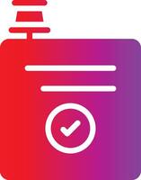 A red and purple icon with a check mark vector