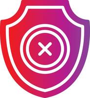 A shield with an x on it vector