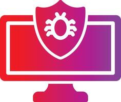 A computer screen with a shield and a spider on it vector