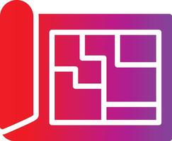 A red and purple icon with a map on it vector