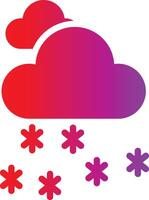 A red cloud with snowflakes falling from it vector