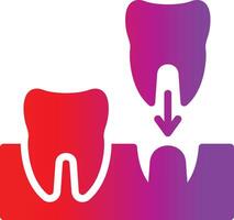 A tooth with a red arrow pointing to it vector
