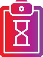 A red and purple clipboard with a clock on it vector