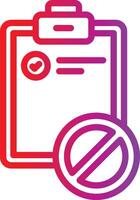 A clipboard with a check mark and a no sign vector