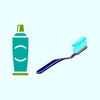 simple design of toothbrush and paste vector