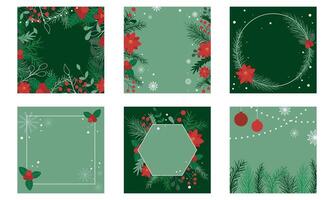 Set of festive winter square templates with copy space vector