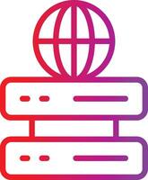 A stack of servers with a globe on top vector