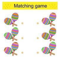 Matching game. Task for the development of attention and logic. Illustration of the maracas. vector
