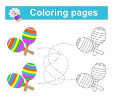 Educational game for children. Go through the maze and color the maracas according to the pattern. vector