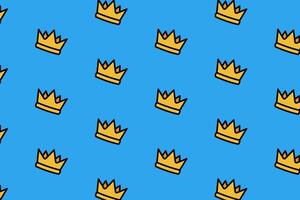 golden king crown pattern on blue background. gold diadem object symbol seamless pattern background. golden coronal seamless pattern for decor and merchandise vector