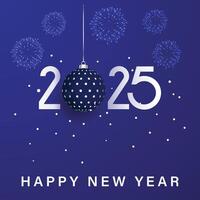 Elegant Happy New Year design with hanging bauble vector