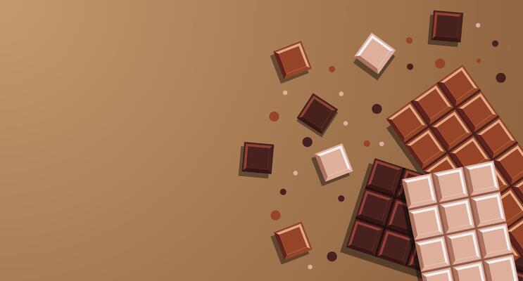 Chocolate bars. Chocolate background. Realistic Chocolate Bar with Pieces. Milk, dark and white chocolate bars. illustration