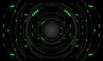Set of sci fi green grey cyber line circle system technology futuristic design modern creative on black background vector