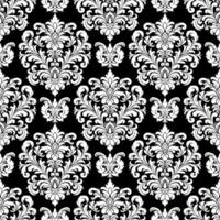 Black and white damask pattern, seamless elegant ornament,design fabric vector