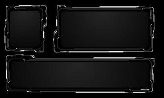 HUD set frames white grey user interface elements design modern technology futuristic control panel screen digital hologram window gaming menu touching cyber monitor set on black background vector