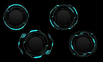 Set of sci fi blue circle user interface elements technology futuristic design modern creative on black background vector