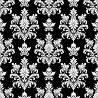 Classic Damask Pattern on Black Background for graphic design, interior design,fabric printing vector