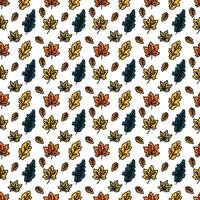 Autumn and thanksgiving seamless pattern with fall leaves and mushrooms, digital paper repeating background for fabric, wallpaper, wrapping paper and surface design vector
