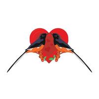 White rumped shama perched on a tree branch vector