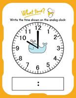 A clock with a whale on it and a number on it vector