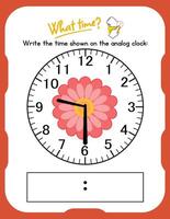 A clock with a flower and a number on it vector