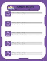 Numbers tracing worksheet for preschoolers vector