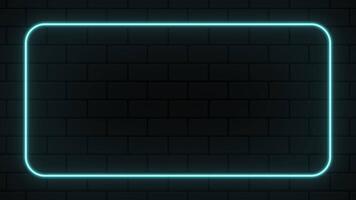 Blue neon rectangle frame animation. Flickering neon border frame animation. Neon shape line animation. Rectangle glowing neon frame background video