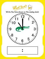 A clock with a crocodile on it and a number vector