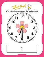 A clock with a flower and a number on it vector