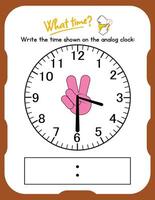A clock with a hand pointing to the time vector