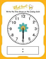 A clock with a blue bird on it and the words write the time on the end of the vector