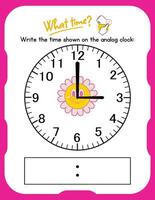 A clock with a pink background and a pink flower vector