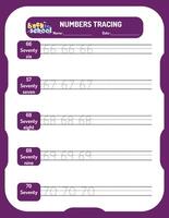 Numbers tracing worksheet for kids vector