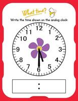 A clock with a flower on it and a number on it vector