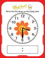 A clock with a flower on it and the words write the time down on the dial vector