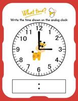 A giraffe is shown on a clock with the words what time vector
