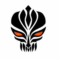 A black and orange skull with glowing eyes vector