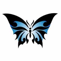 A blue butterfly with black wings on a white background vector