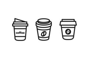 coffee cup icon line set vector
