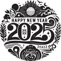 2025 Happy New Year Cityscape Design vector