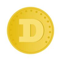 Dogecoin coin icon. Cryptocurrency sign in gold color isolated on white background. vector