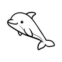 fun cartoon character of dolphin isolated drawing coloring line art style sketch classic vintage design illustration vector