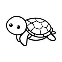 fun cartoon character of turtle isolated drawing coloring line art style sketch classic vintage design illustration vector