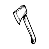 axe for chopping tree isolated drawing coloring line art style sketch classic vintage design illustration vector