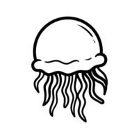 fun cartoon character of jellyfish isolated drawing coloring line art style sketch classic vintage design illustration vector
