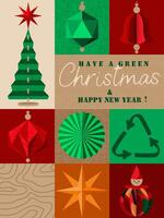 Geometric pattern with Christmas tree paper ornament. Eco-friendly sustainable concept. vector